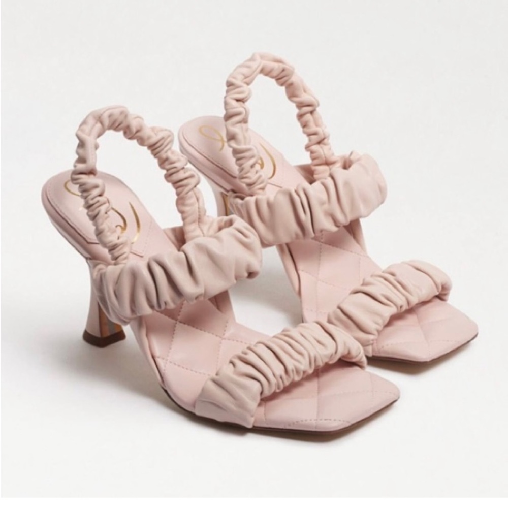 Ruched Strap Pink High Heel Sandals